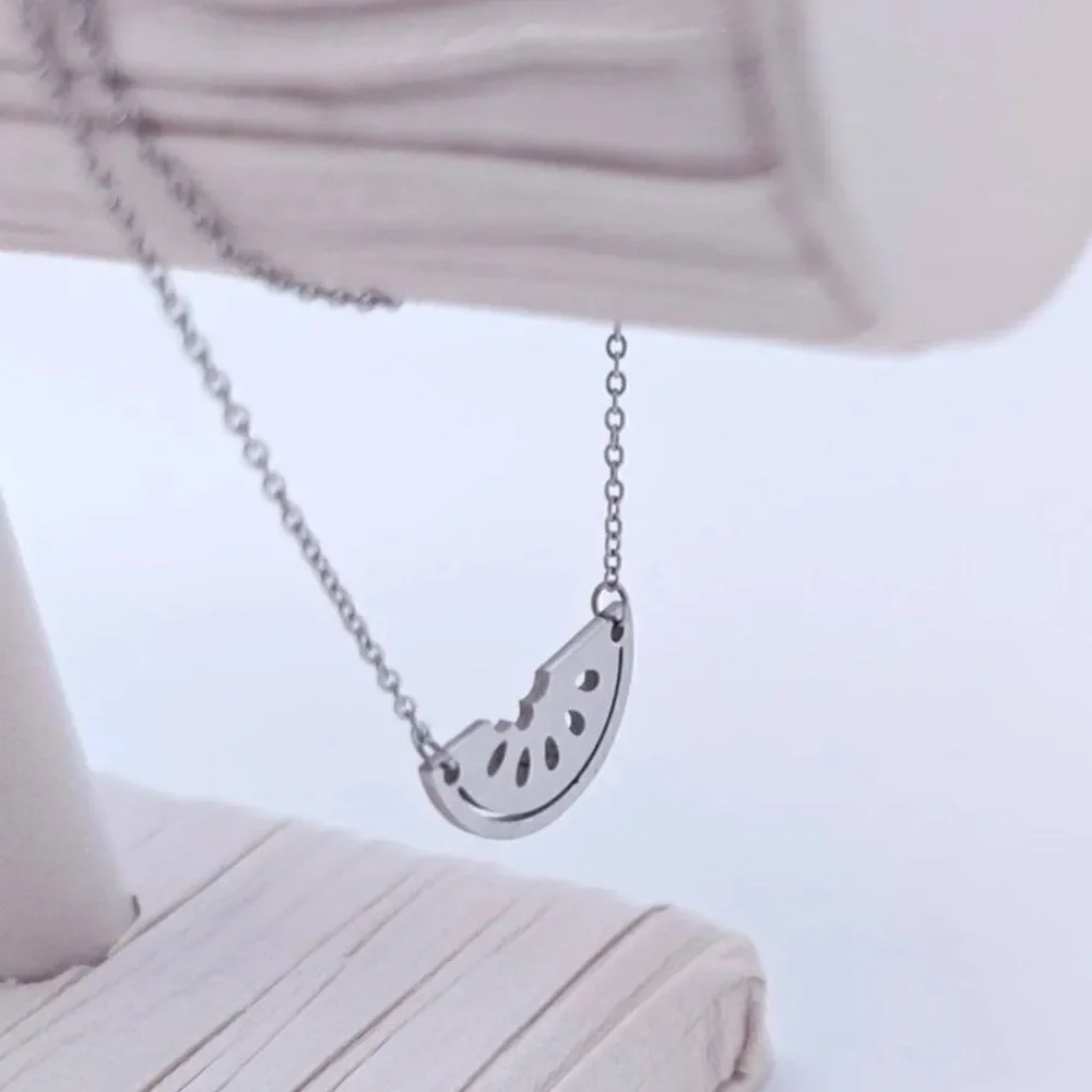 Watermelon Pendant Necklace in Silver